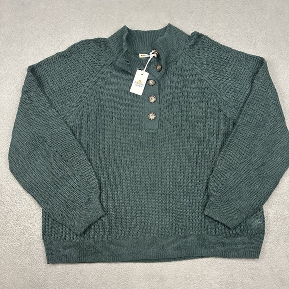 Marine Layer Evelyn Wool Alpaca Blend Knit Sweater Womens XL Green Winter Cozy - Picture 2 of 11